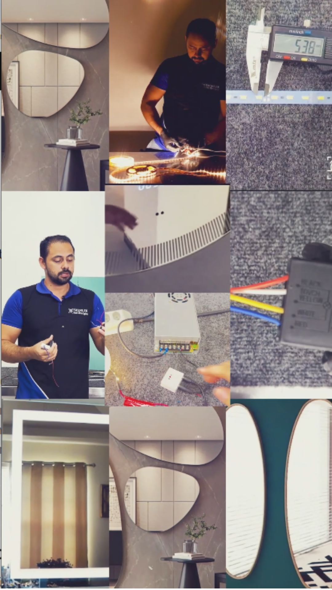 Curso de espelho LED